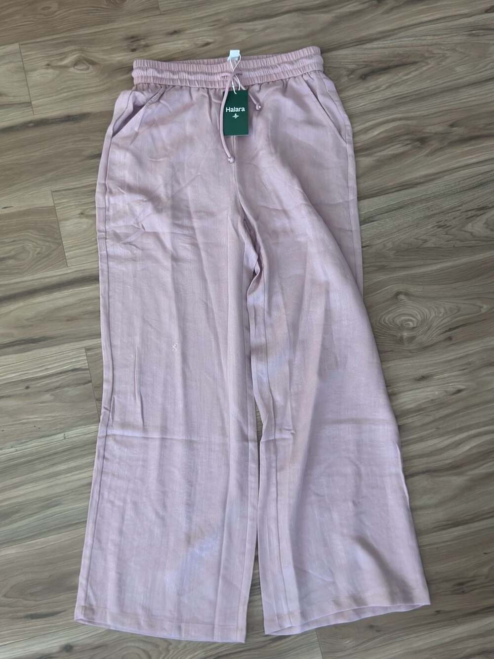Halara High Waisted Wide Leg Drawstring Casual Pants Pink Size M Tall